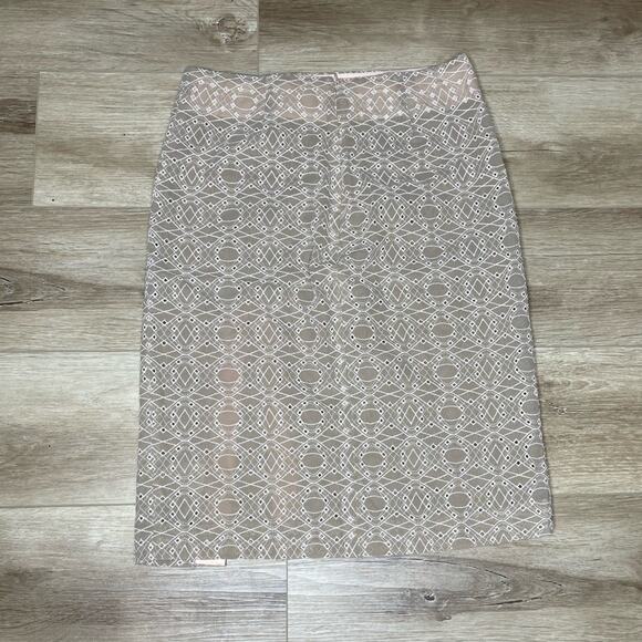 Jonathan Simkhai Women's Beige Burlesque Split Eyelet Pencil Skirt sz 10 - Picture 3 of 4